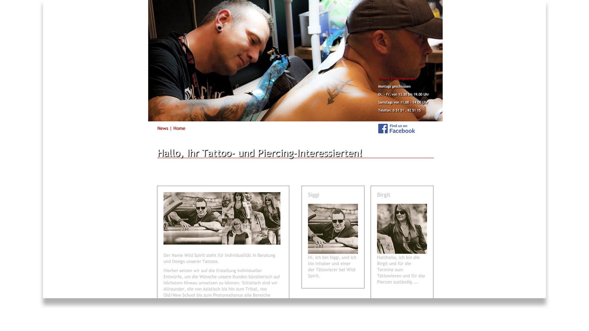 Ein Sreenshot von unserer alten Webseite